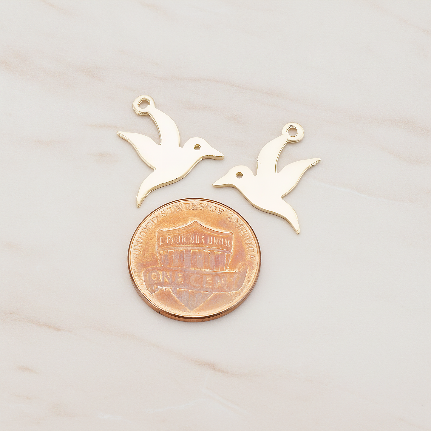 Dove Bird Pendant, 2 Pc on warm marble background (PD.428)