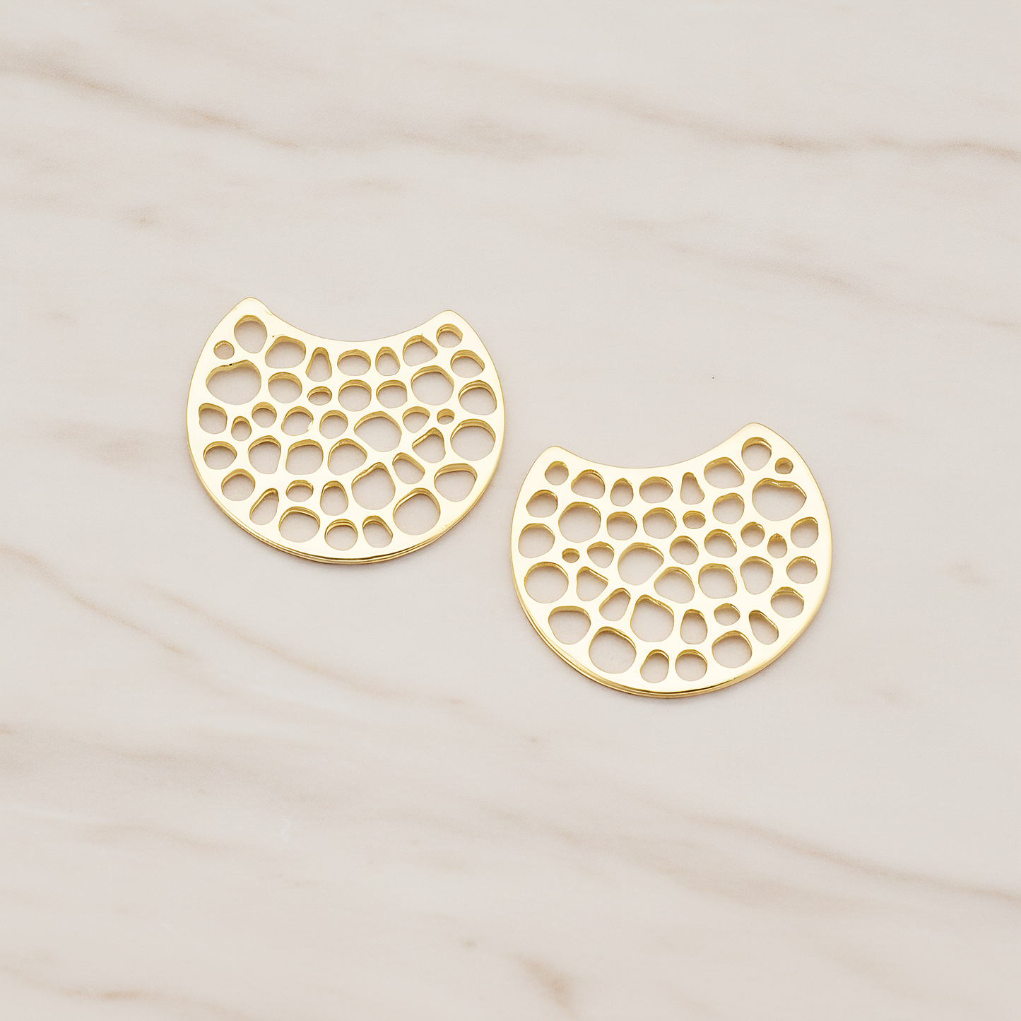 Moon Shape Pendant, 2 Pc on warm marble background (PD.434)