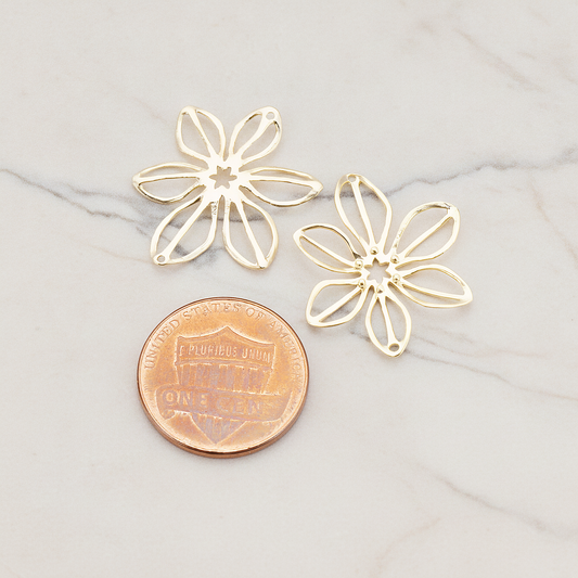 Small Flower Connector Pendant, 2 Pc on warm marble background (PD.448-01)