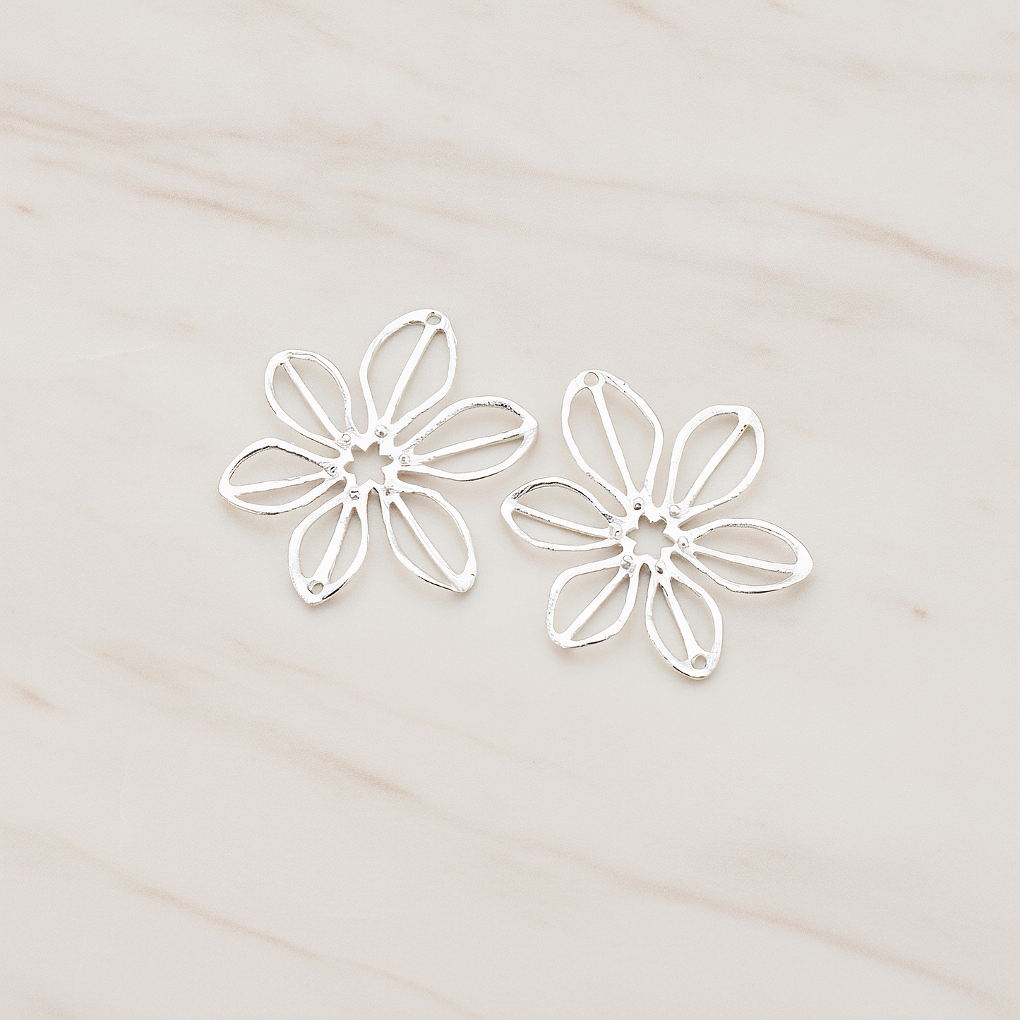 Small Flower Connector Pendant, 2 Pc on warm marble background (PD.448-01)