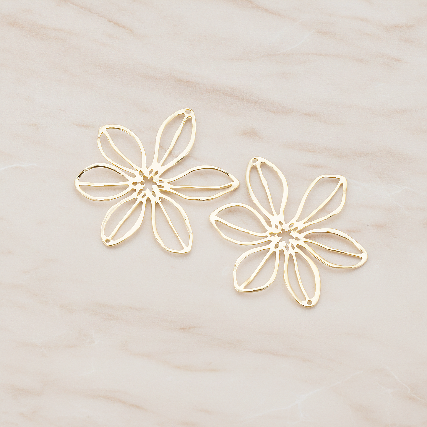 Large Flower Connector Pendant, 2 Pc on warm marble background (PD.448-02)