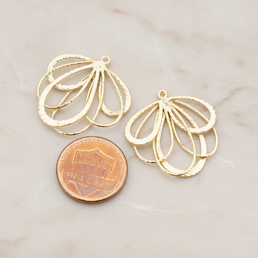 Teardrop Fan Pendant, 2 Pc on warm marble background (PD.453)