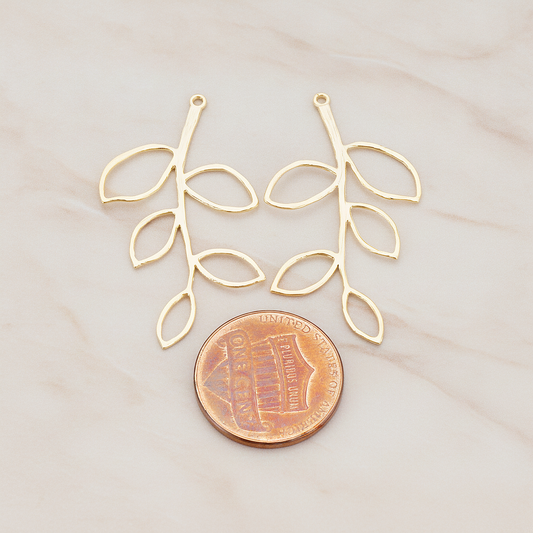 Large Twig Charm Pendant, 2 Pc on warm marble background (PD.505-02)
