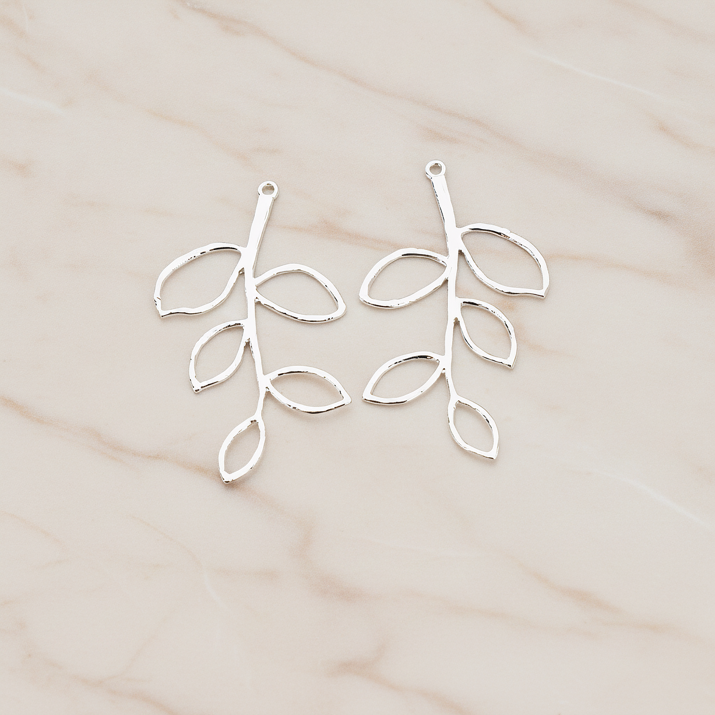 Large Twig Charm Pendant, 2 Pc on warm marble background (PD.505-02)