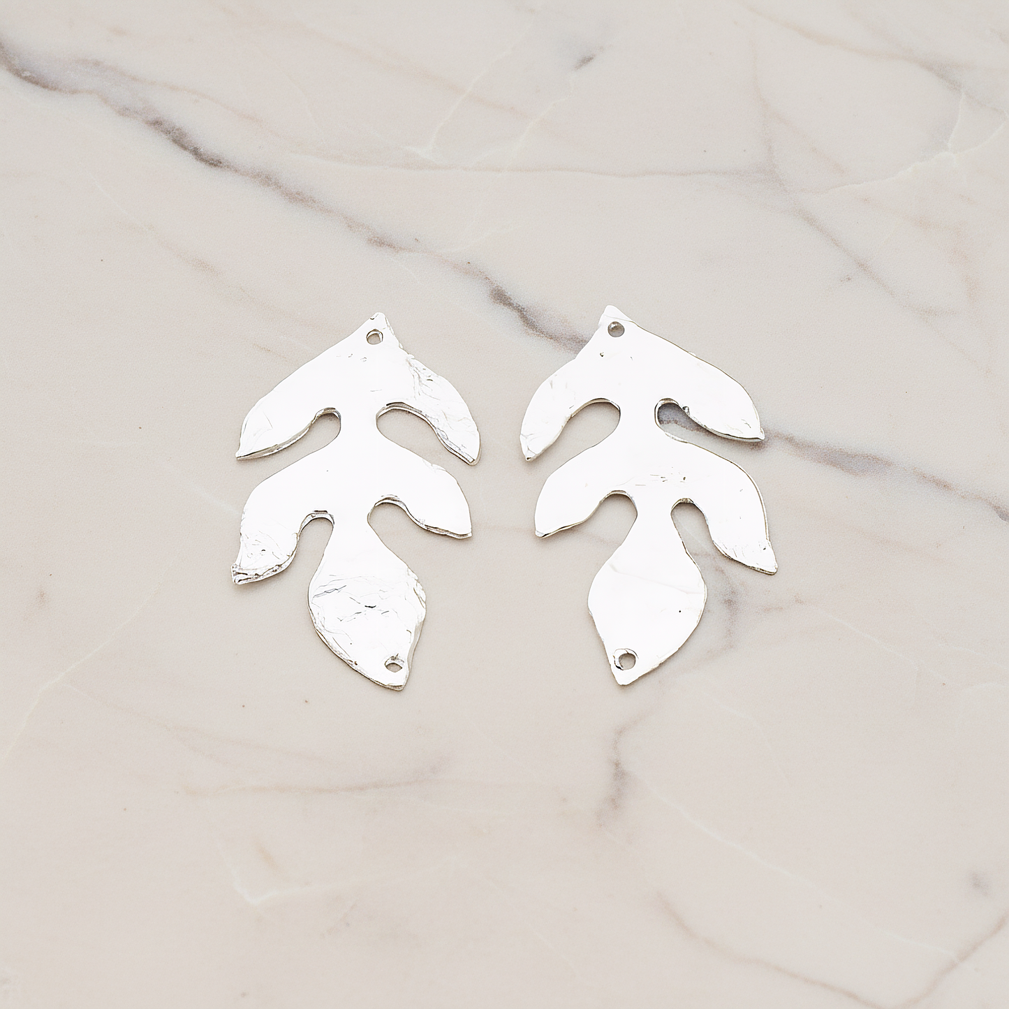 Textured Leaf Pendant, 2 Pc on warm marble background (PD.518)