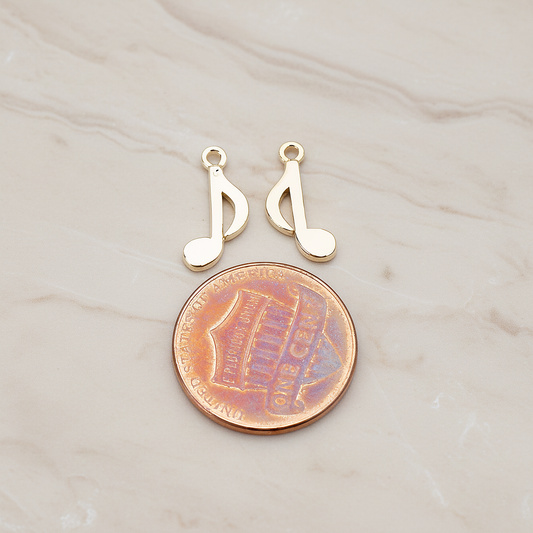 Music Note Charm Pendant, 2 Pc on warm marble background (PD.783)