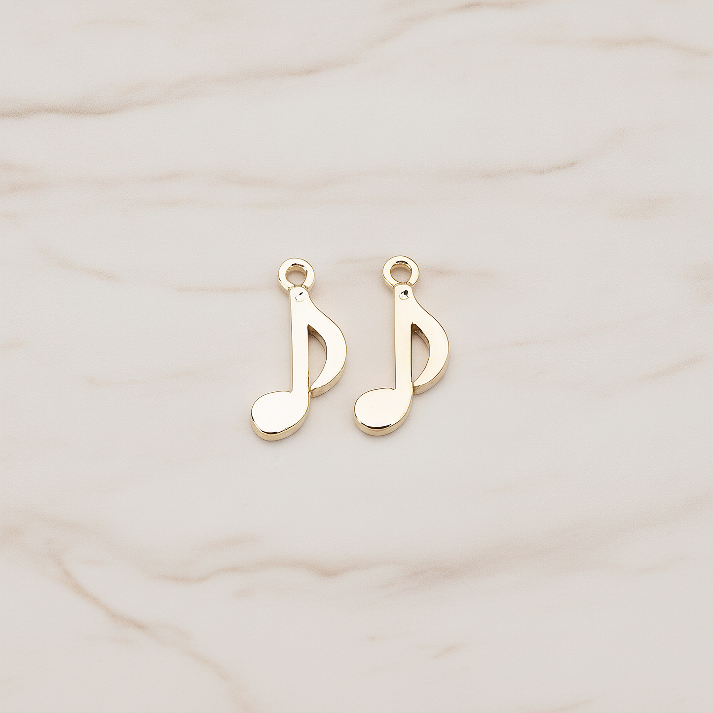 Music Note Charm Pendant, 2 Pc on warm marble background (PD.783)