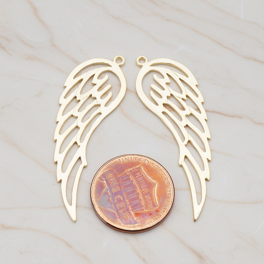 Angel Wing Pendant, 2 Pc on warm marble background (PD.804)