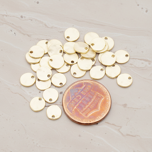 Organic Round Plain Tag Coin Pendant, 4 Pc on warm marble background (PD.854-01)
