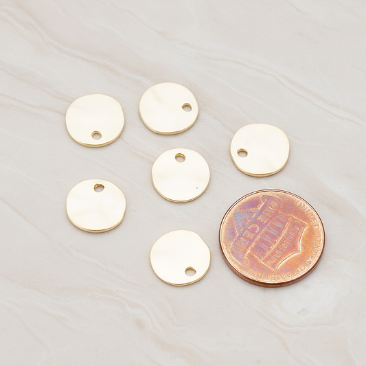 Plated Organic Round Plain Large Tag Coin Disk Pendant, 2 Pc on warm marble background (PD.854-02)