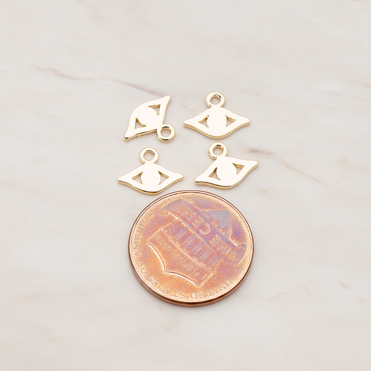 Small Eye Charm Pendant, 2 Pc on warm marble background (PD.858)