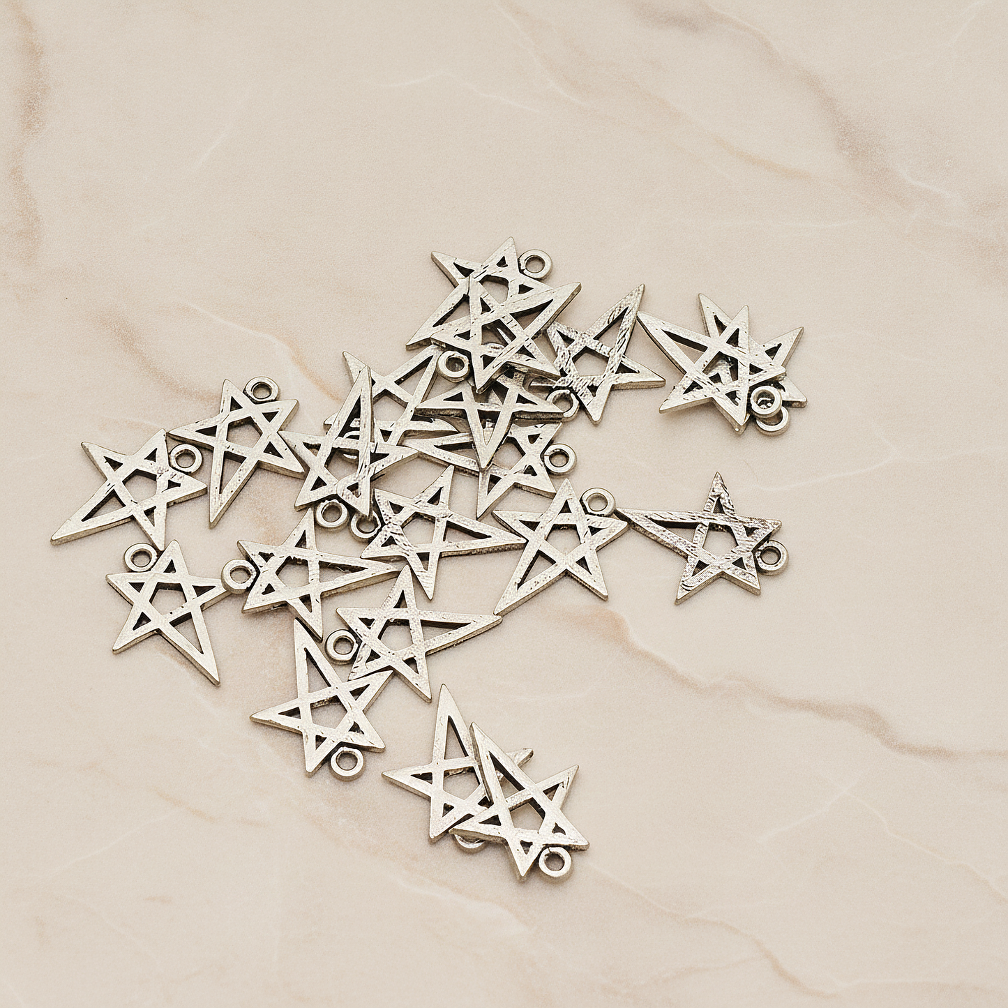Drawing Star Pendant, 2 Pc on warm marble background (PD.889)