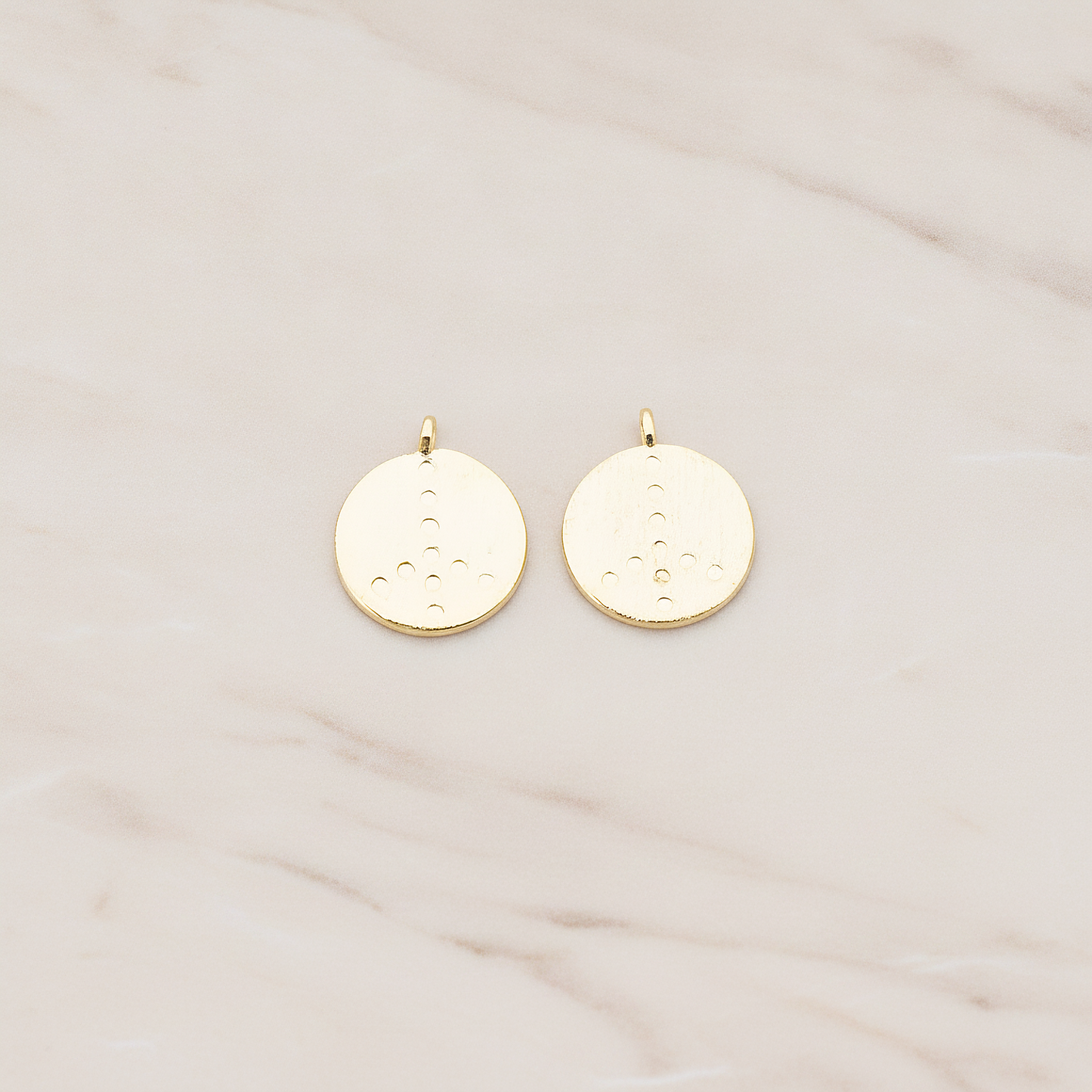 Peace Sign Brushed Round Tag Pendant, 2 Pc on warm marble background (PD.895)