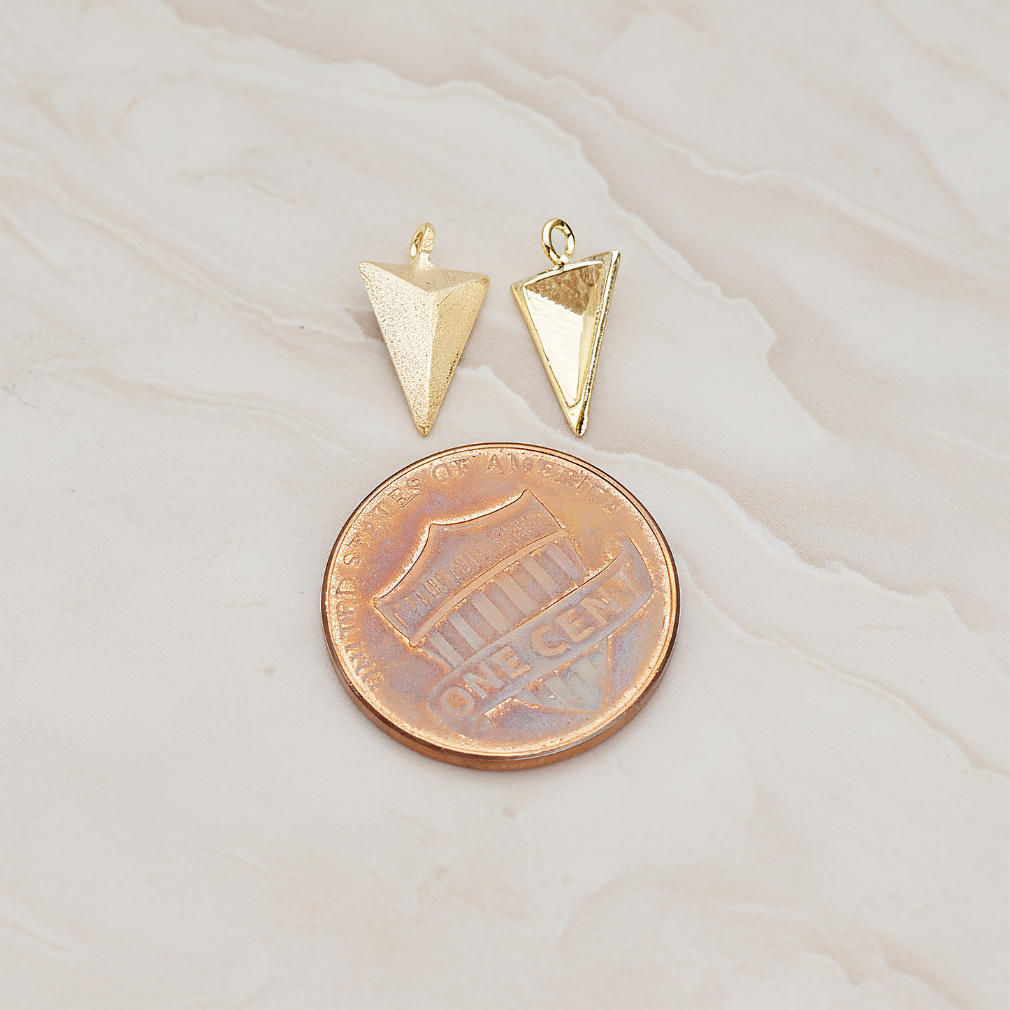 Triangular Pyramid Pendant, 2 Pc on warm marble background (PD.918)