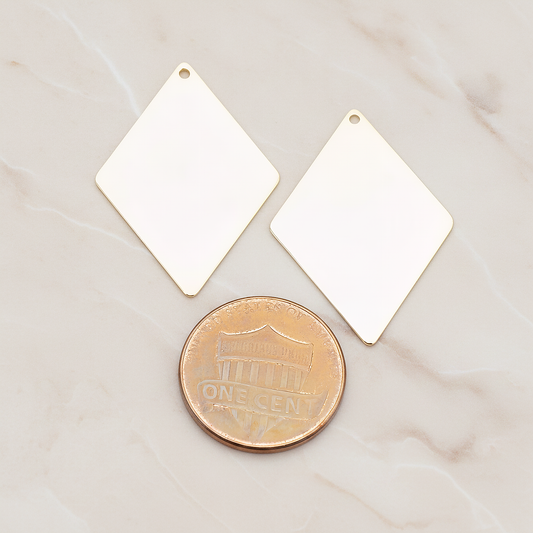 Large Diamond Shaped Pendant, 2 Pc on warm marble background (PD.924-02)