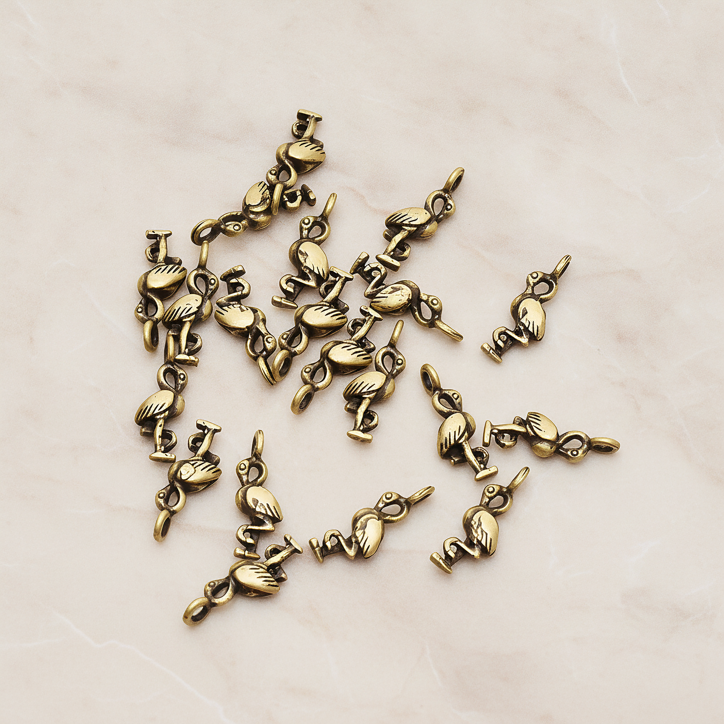 Mini 3D Flamingo Pendant, 2 Pc on warm marble background (PD.929)