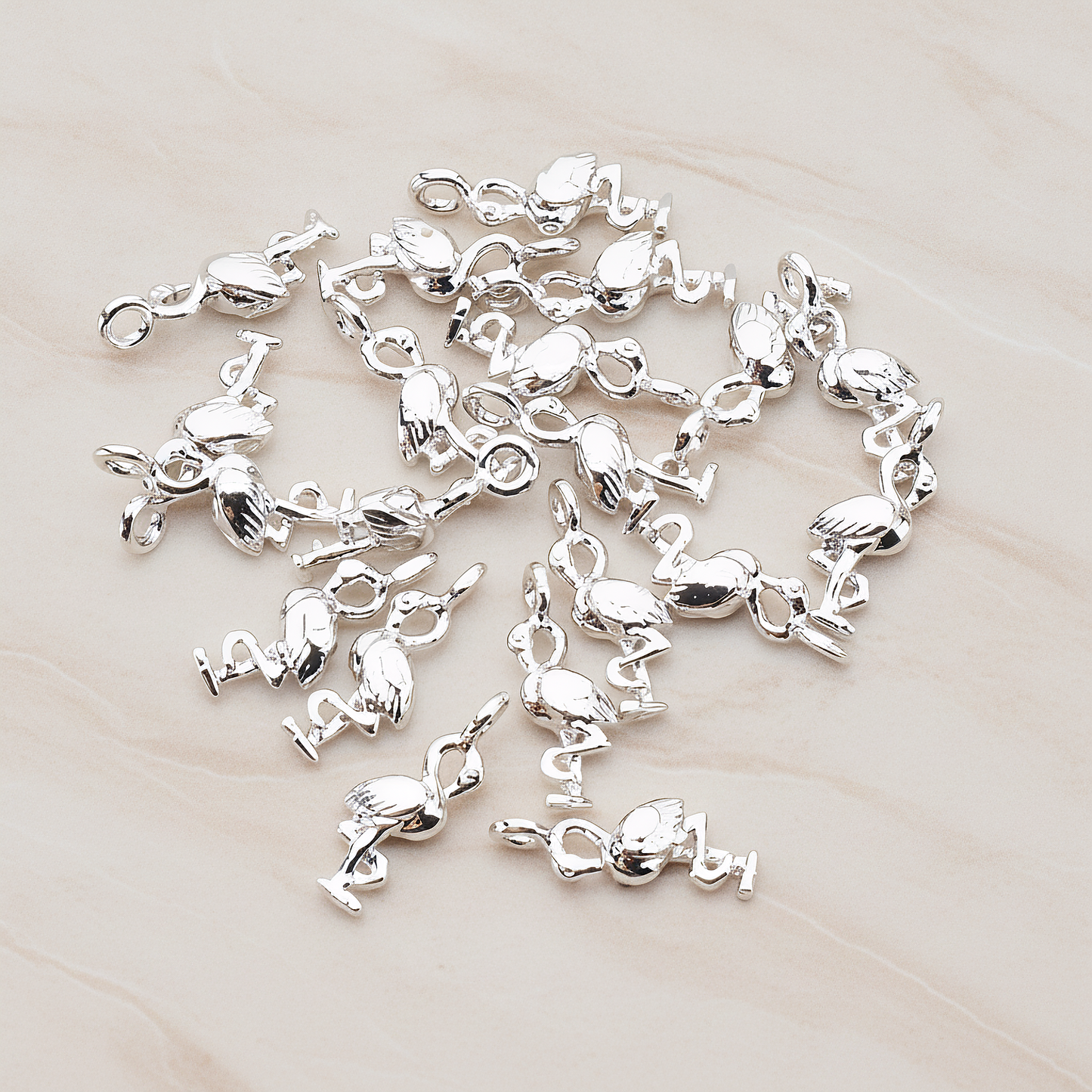 Mini 3D Flamingo Pendant, 2 Pc on warm marble background (PD.929)