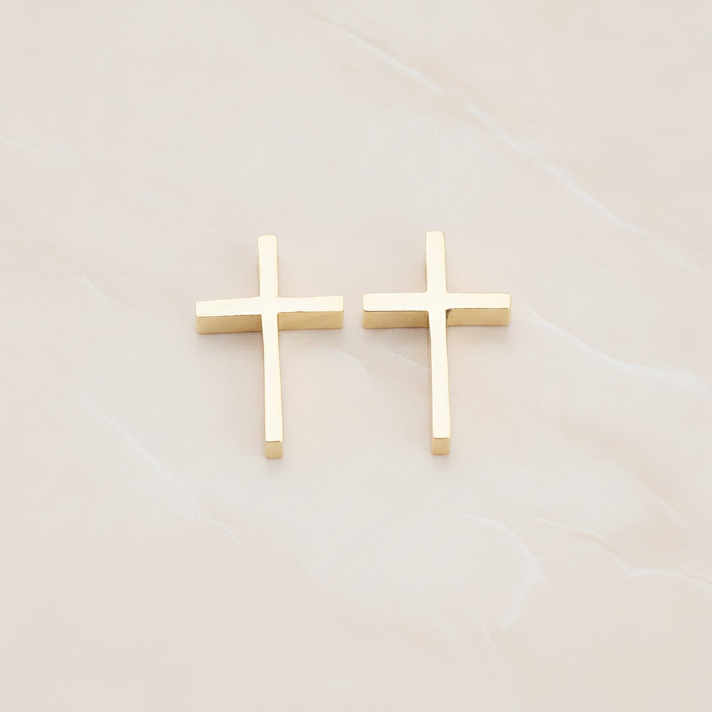 Cross Metal Bead Pendant, 2 Pc - Glossy Gold (BD.016-02)