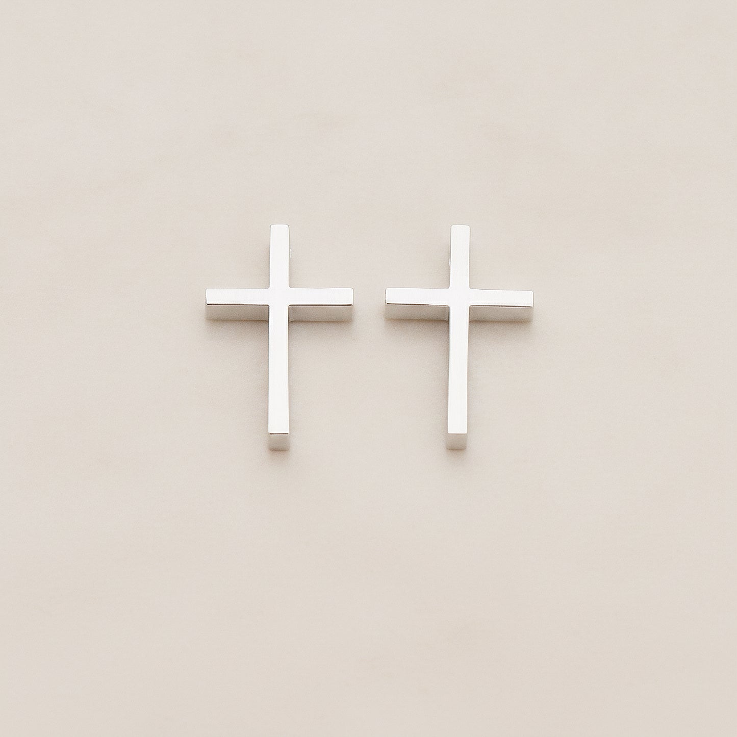 Cross Metal Bead Pendant, 2 Pc - Glossy Original Rhodium (BD.016-02)