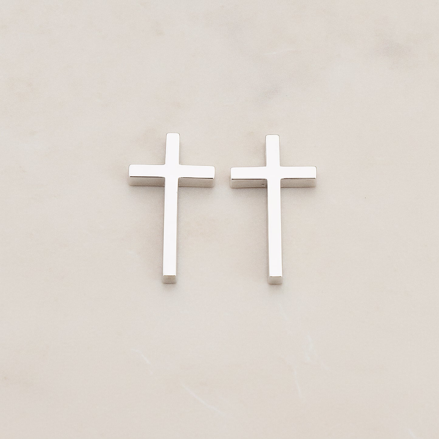 Cross Metal Bead Connector Pendant, 2 Pc - Glossy Original Rhodium (BD.016-03)