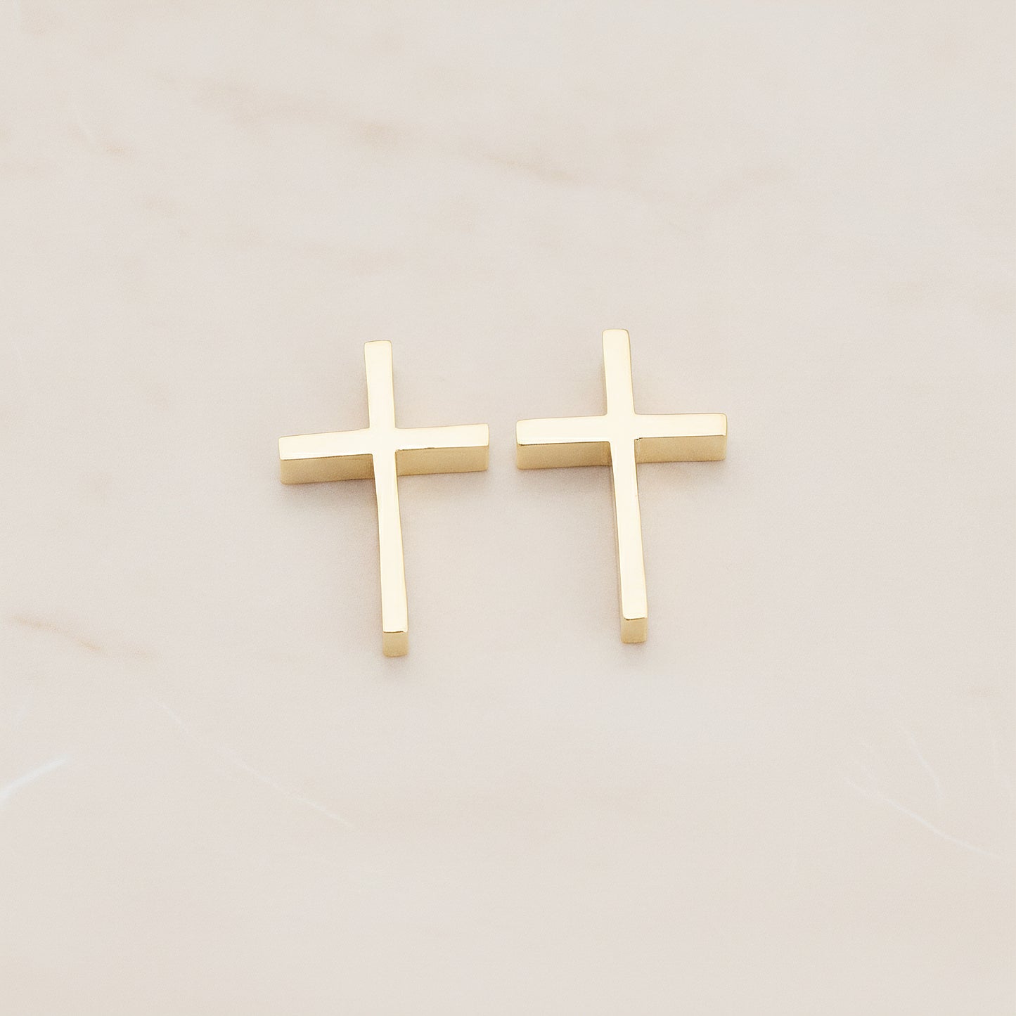 Glossy Gold Plated Cross Metal Bead Pendant, 2 Pc (BD.016-04)