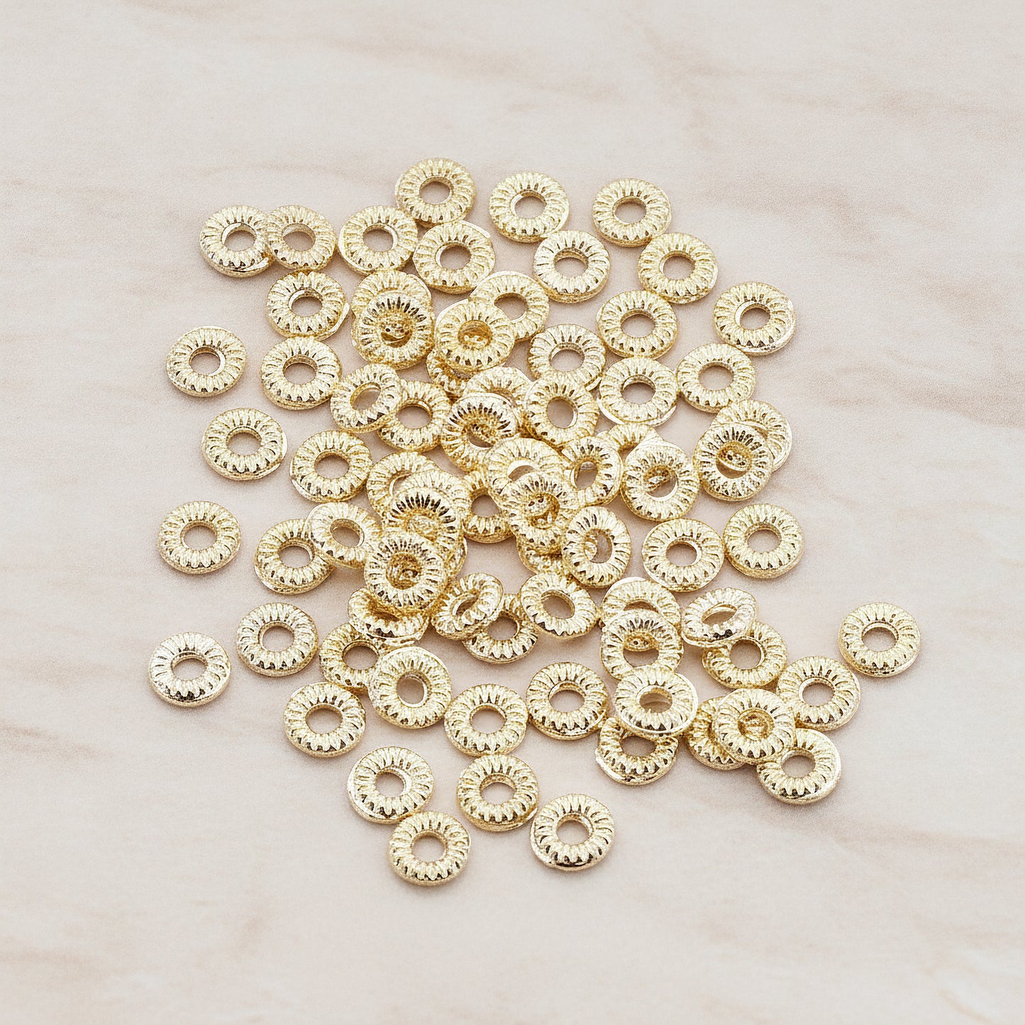 Round Textured Doughnut Shape Spacer, 10 Pc (BD.022)
