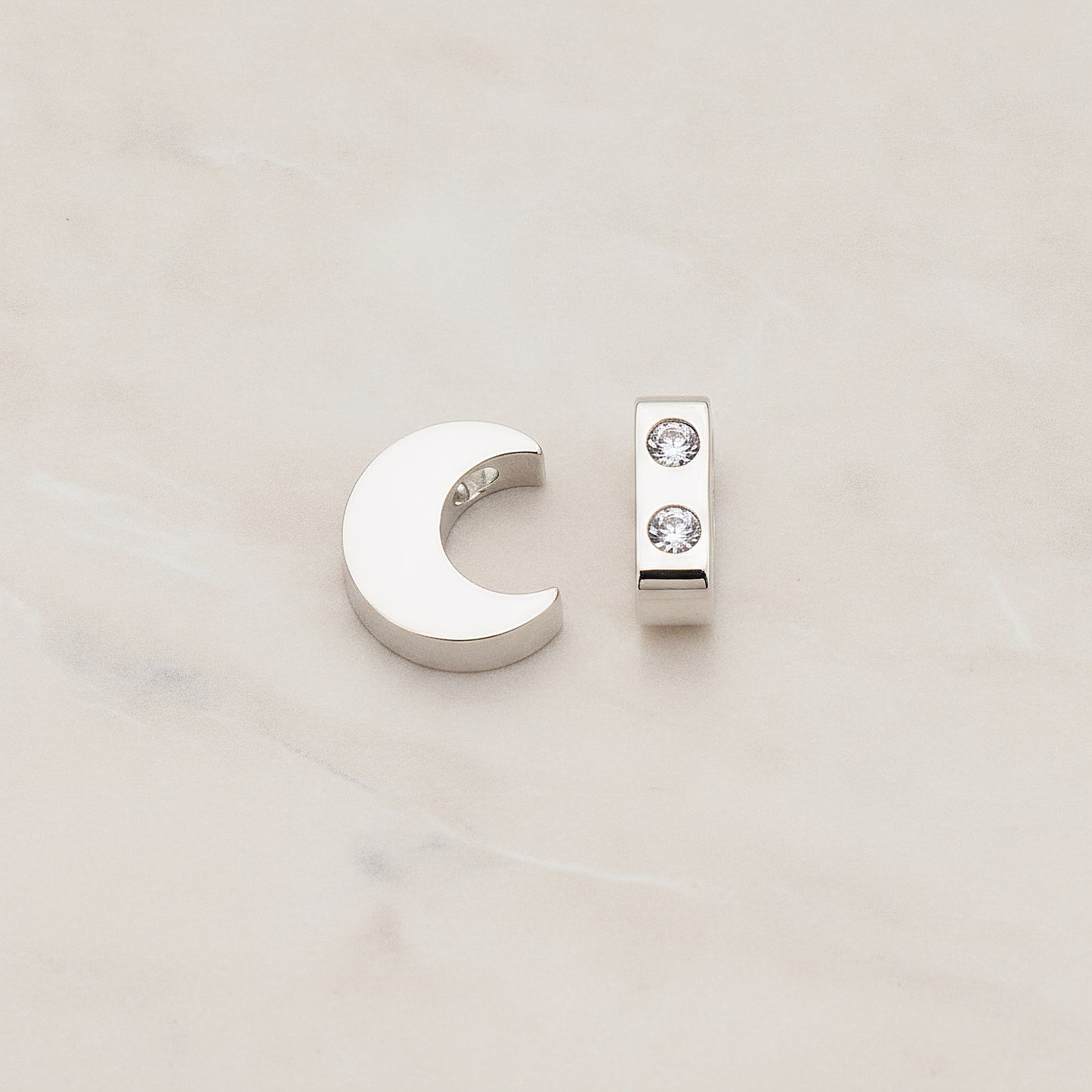 Mini Crescent Moon Metal Bead, 4 Pc (BD.032)