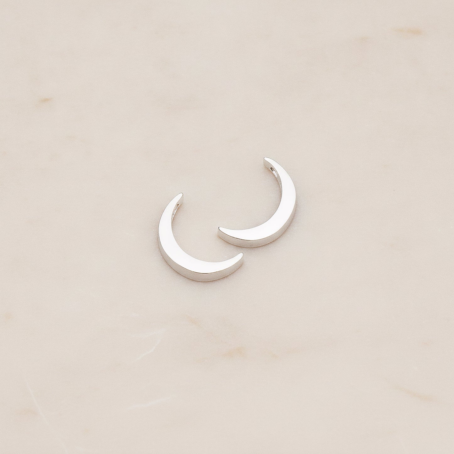 Crescent Moon Metal Bead Charm, 2 Pc - Matte Original Rhodium (BD.039)