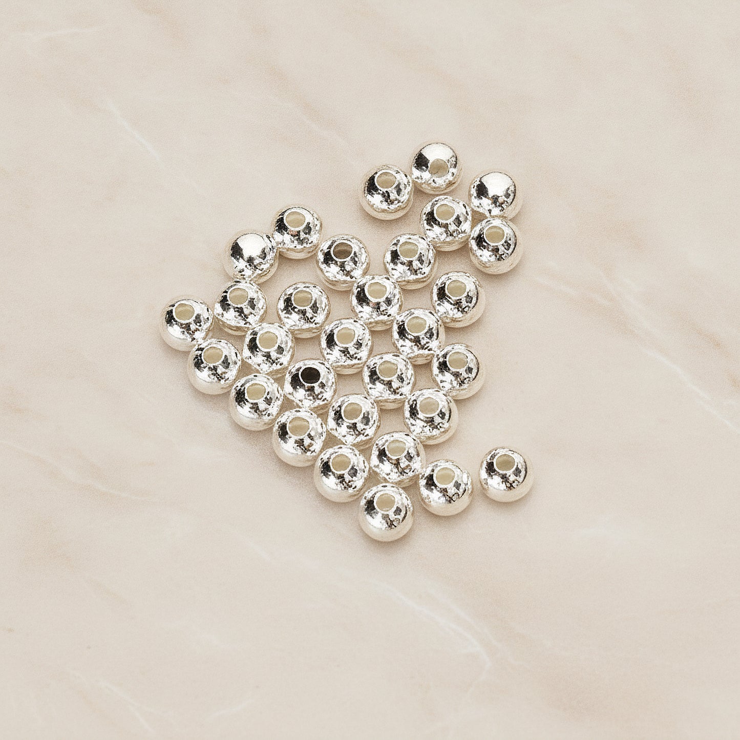 925 Silver 4mm Metal Seed Bead Spacer Charm, 6 Pc - 925 Silver (BD.053-02)