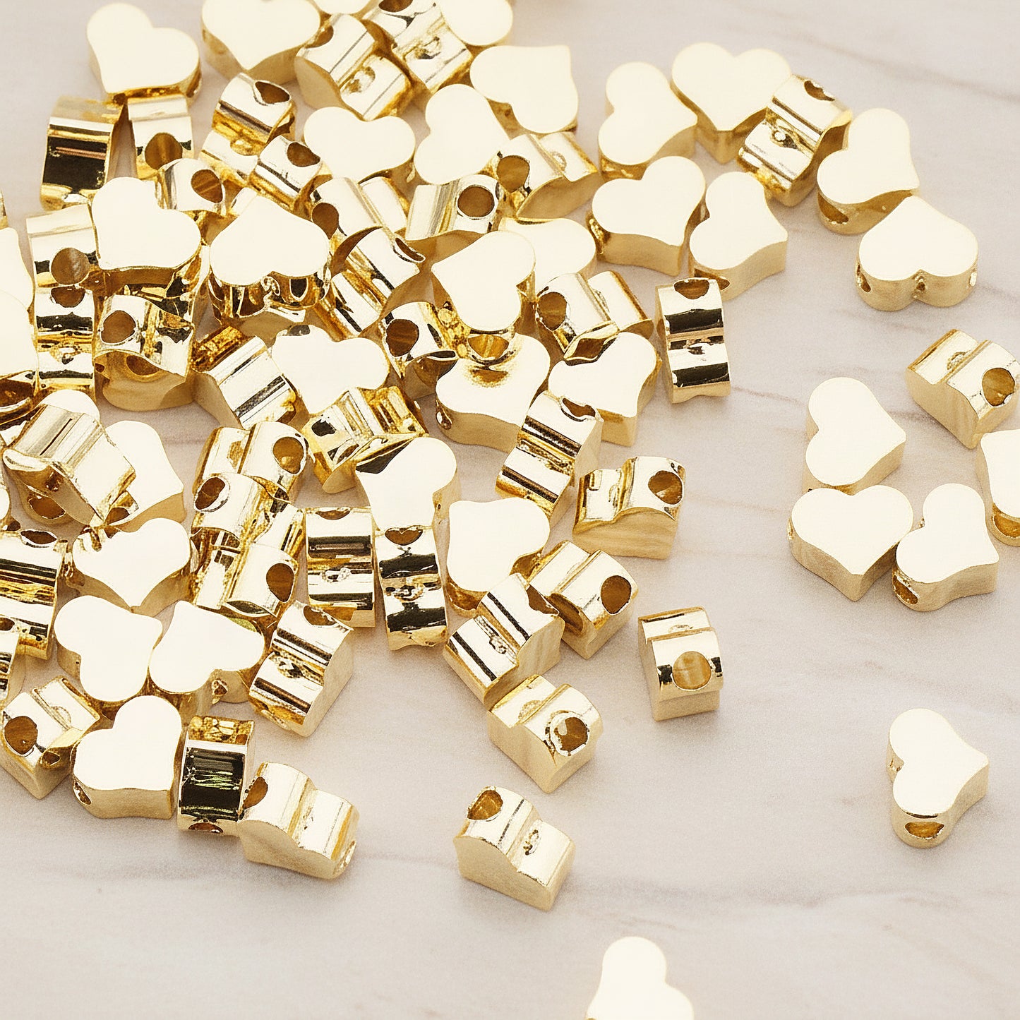 Cute Heart Metal Bead, 6 Pc (BD.919-01)