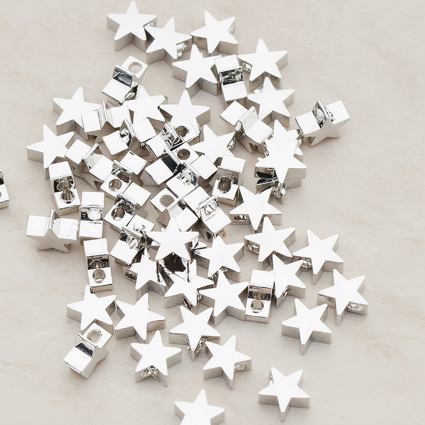 Pointed Star Metal Bead, 6 Pc (BD.923-01)