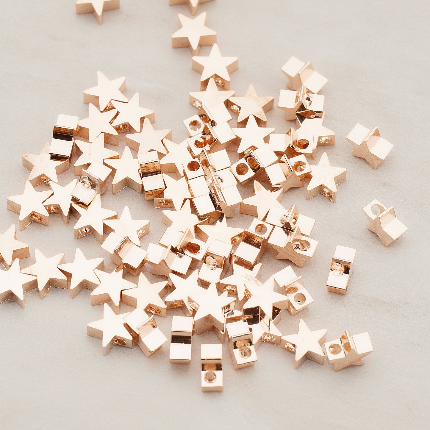 Pointed Star Metal Bead, 6 Pc (BD.923-01)