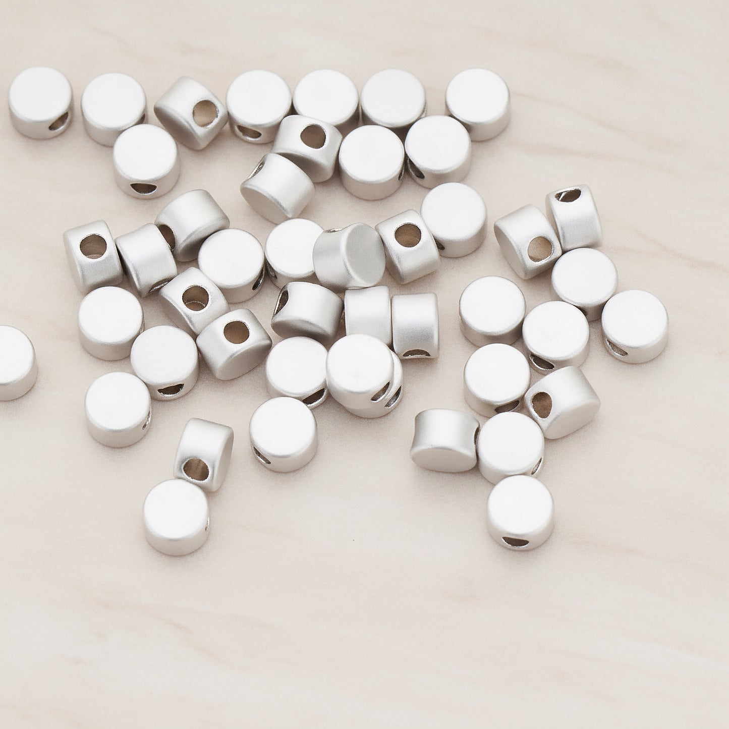 4mm Small Round Metal Bead, 6 Pc - Matte Original Rhodium (BD.925-01)