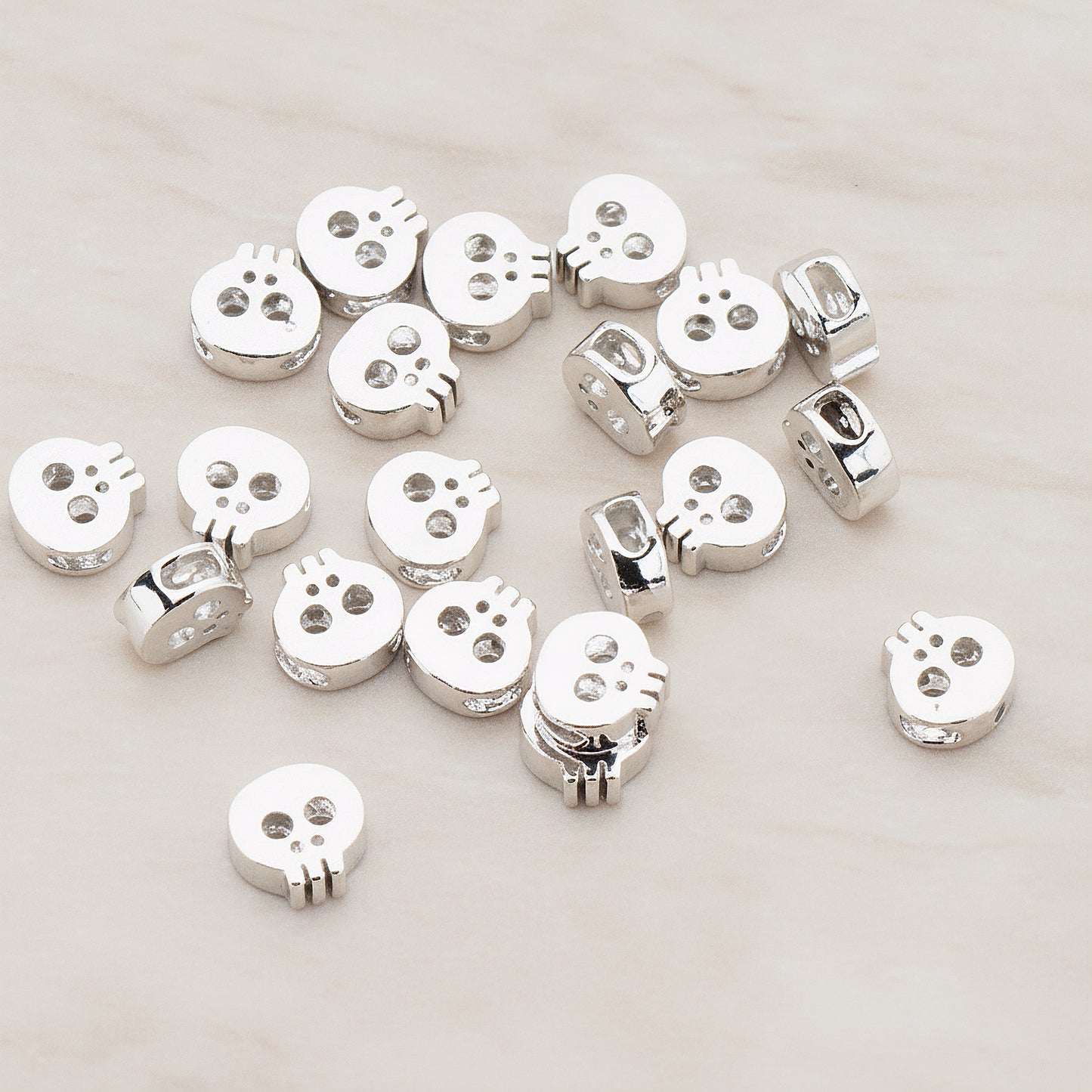 Tiny Skull Metal Bead, 2 Pc (BD.928)