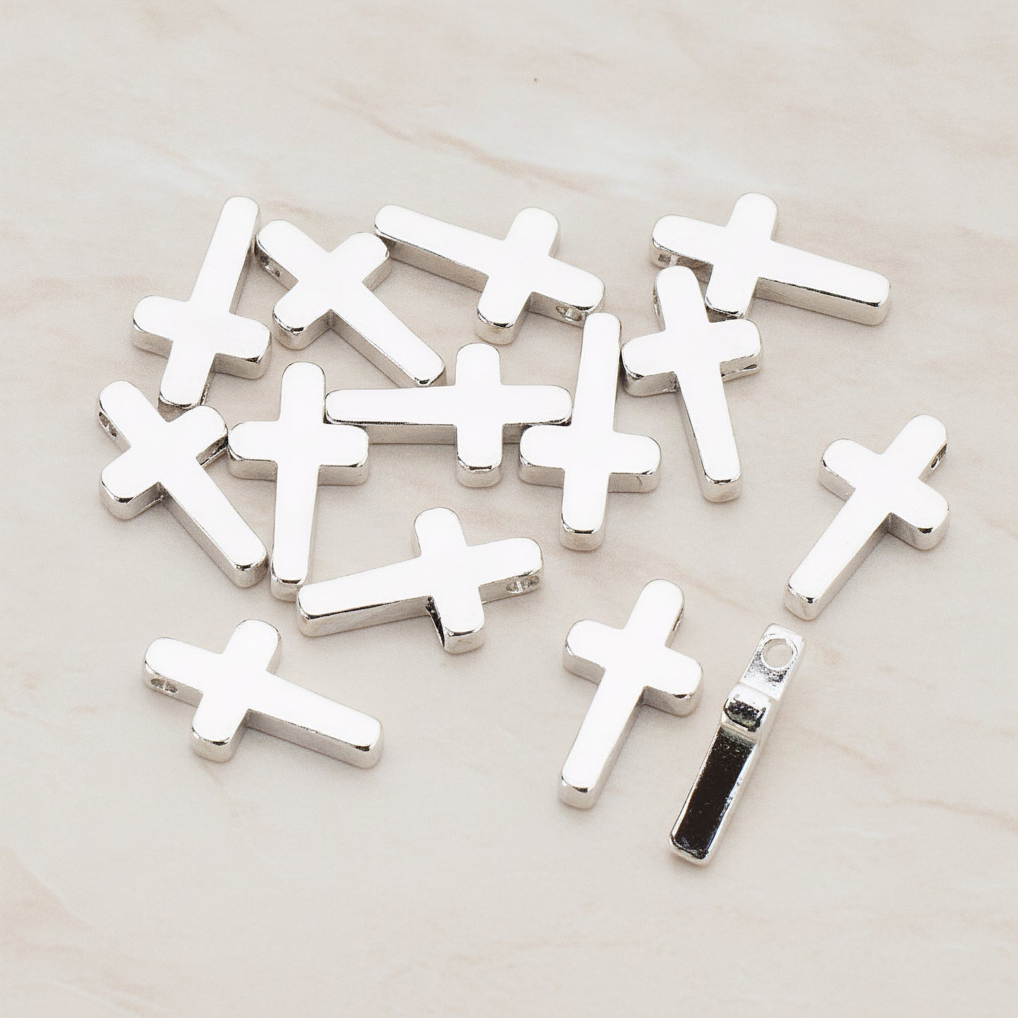Rounded Cross Metal Bead, 6 Pc (BD.940)