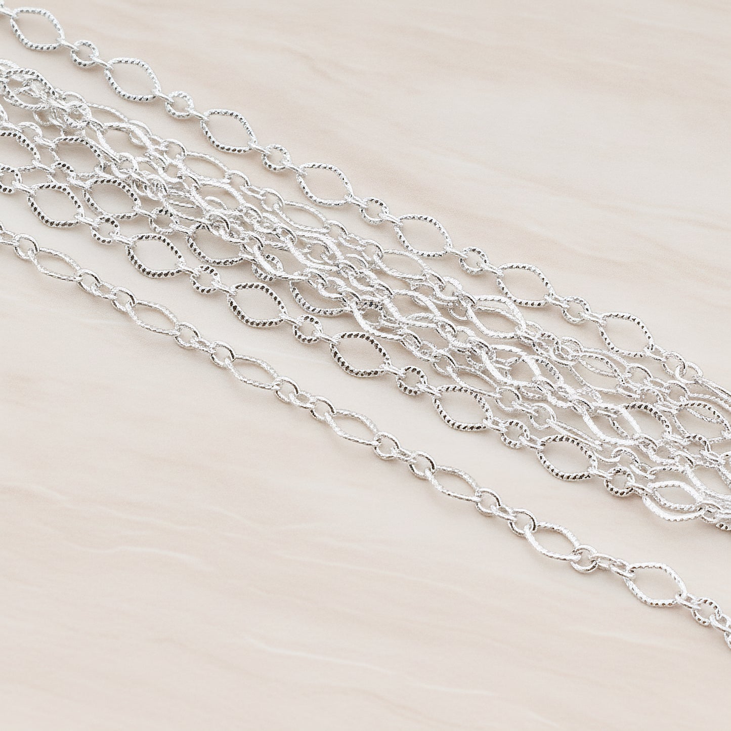 Textured Diamond n Round Shape Link Chain, 1 Meter (CH.005-01)