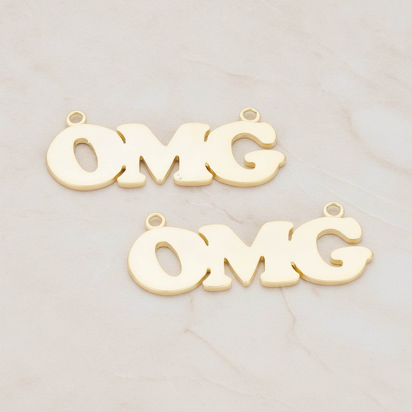 "OMG" Connector, 2 Pc - Matte Gold (CN.096)