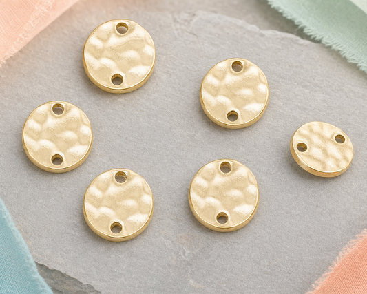Hammered mini coin connectors in matte gold