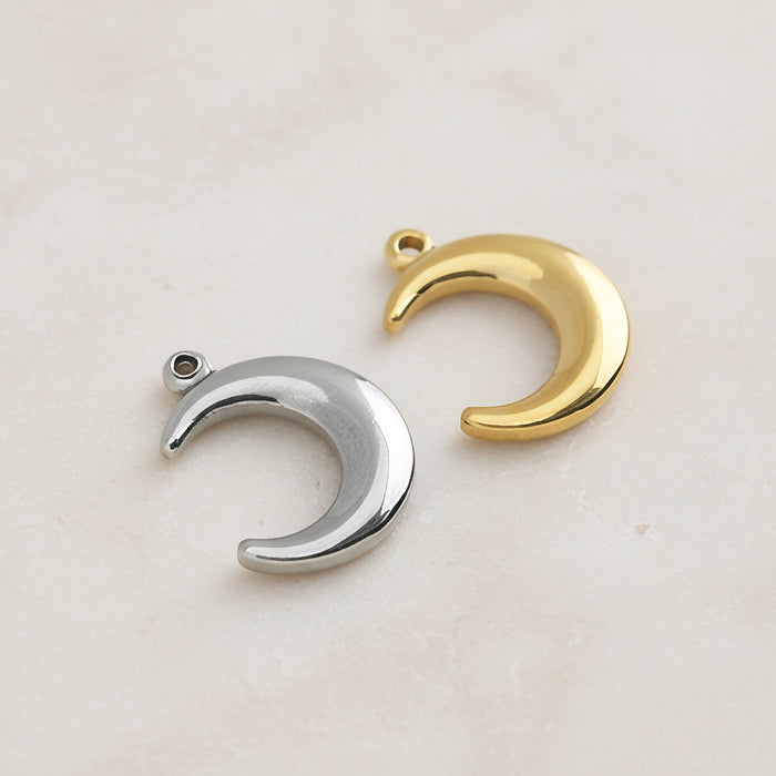 Crescent Moon Surgical Steel Pendant, 1 Pc - detail view 1 (SG.198)