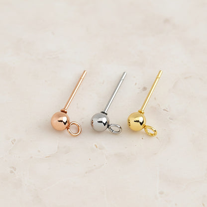 Ball Surgical Steel Earpost with Loop, 4 Pc - detail view 1 (SG.212)