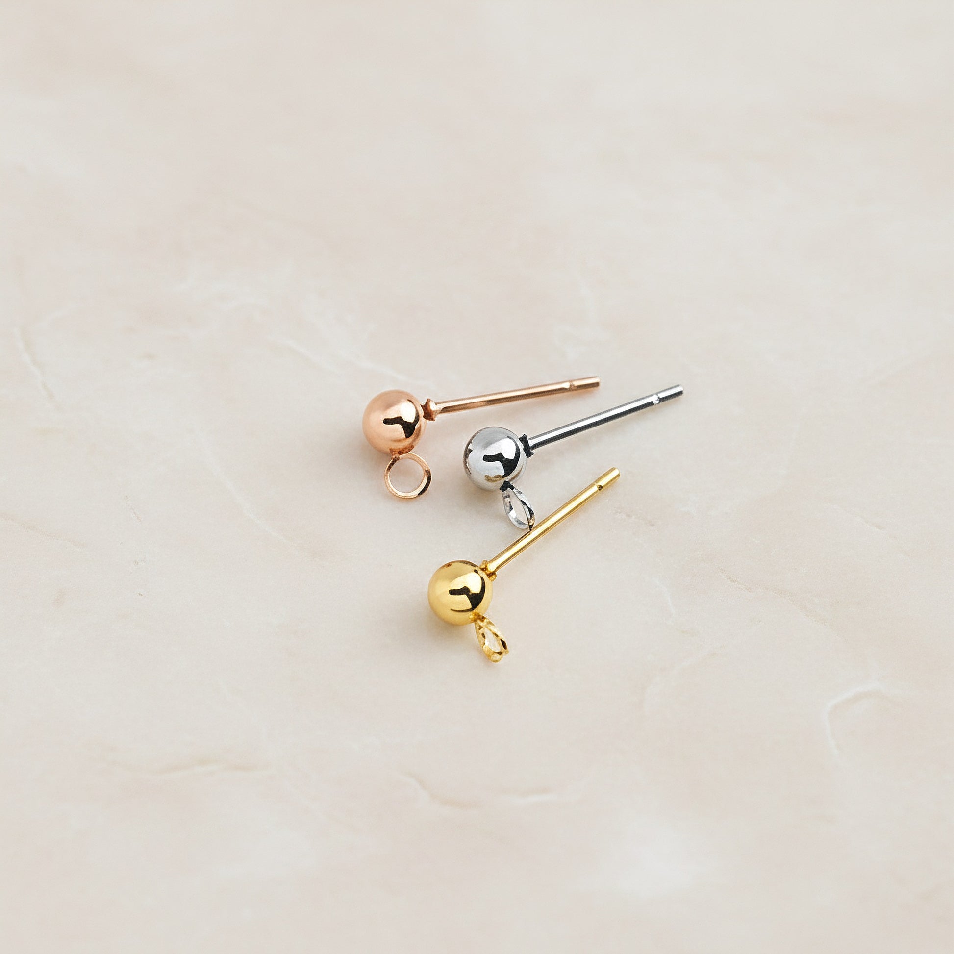 Ball Surgical Steel Earpost with Loop, 4 Pc - detail view 2 (SG.212)