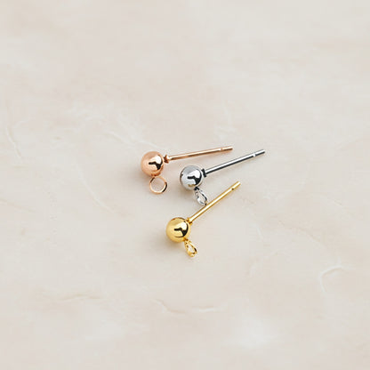 Ball Surgical Steel Earpost with Loop, 4 Pc - detail view 2 (SG.212)