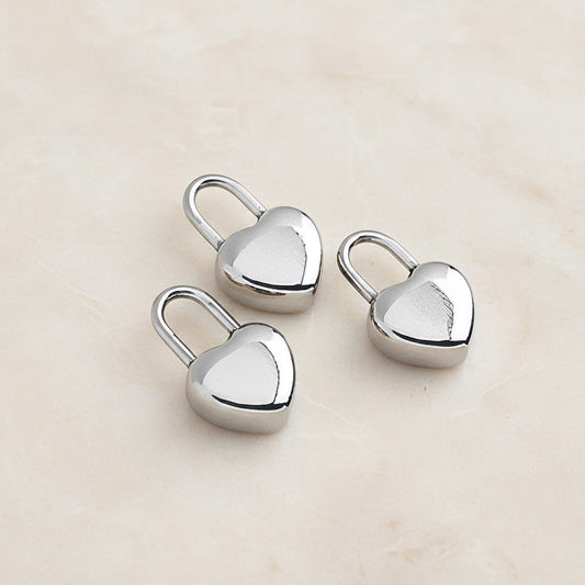 Heart Lock Surgical Steel Pendant, 2Pc - detail view 1 (SG.251)