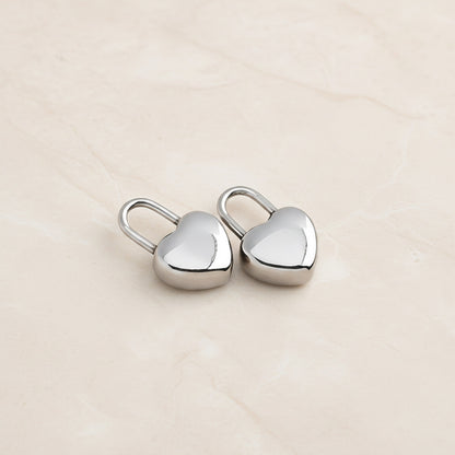 Heart Lock Surgical Steel Pendant, 2Pc - detail view 2 (SG.251)