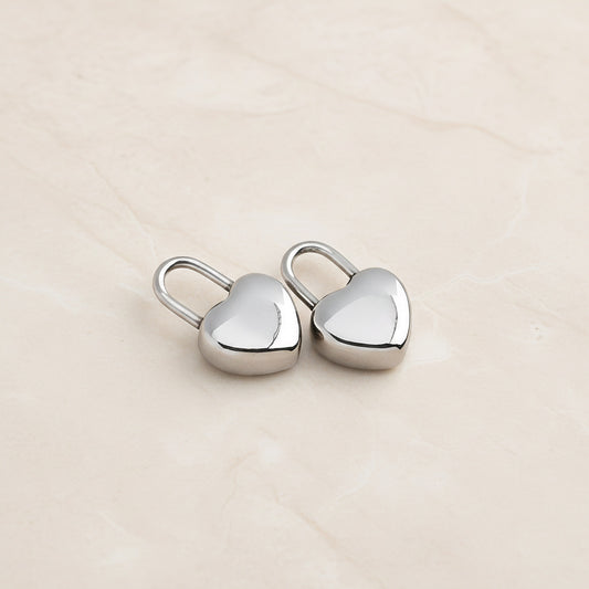 Heart Lock Surgical Steel Pendant, 2Pc - detail view 2 (SG.251)