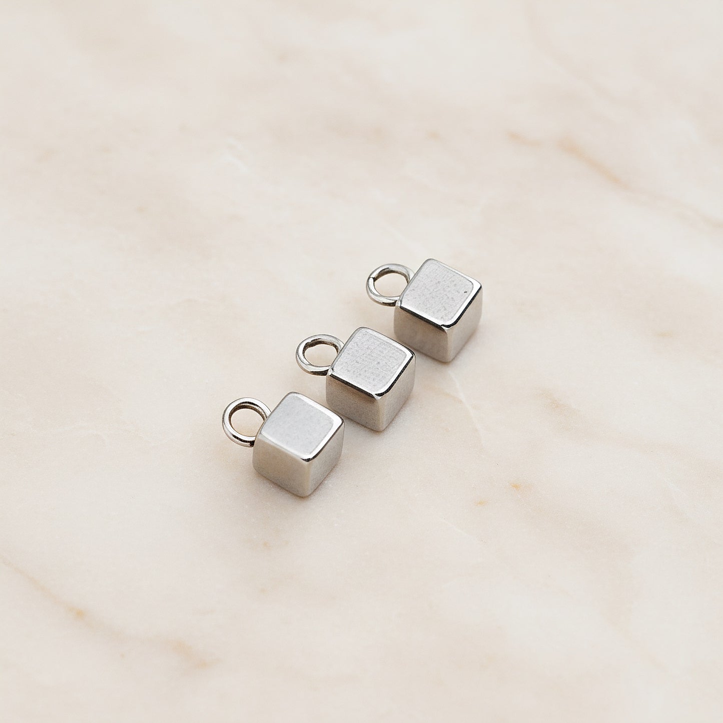 Mini Cube Surgical Steel Pendant, 6 Pc - detail view 1 (SG.255)