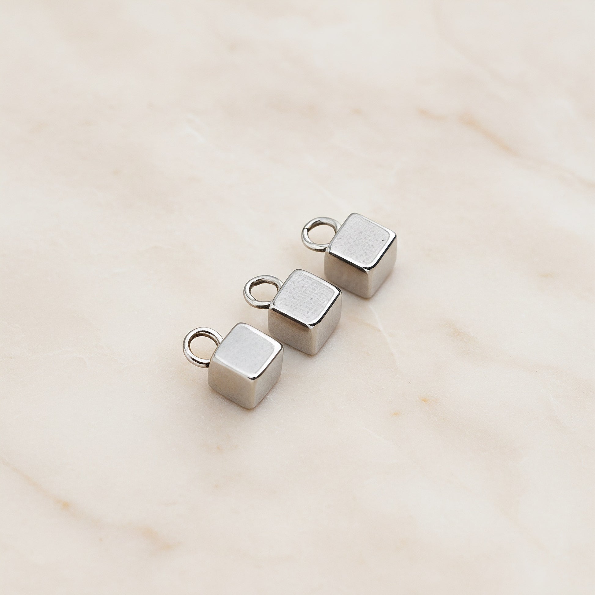 Mini Cube Surgical Steel Pendant, 6 Pc - detail view 1 (SG.255)