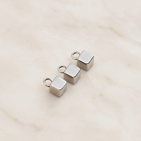 Mini Cube Surgical Steel Pendant, 6 Pc - detail view 1 (SG.255)