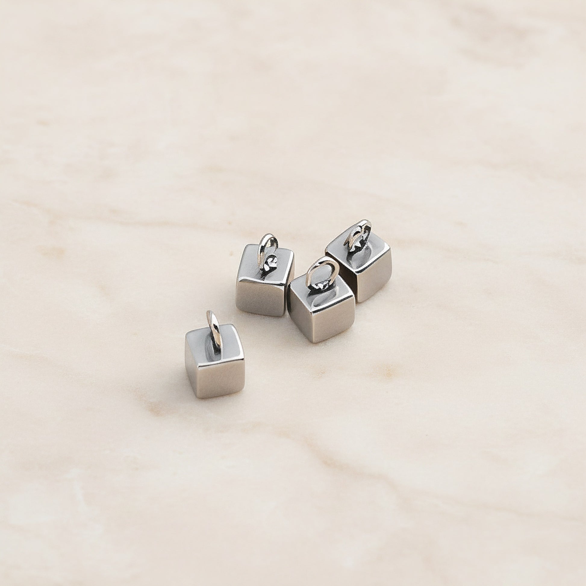 Mini Cube Surgical Steel Pendant, 6 Pc - detail view 2 (SG.255)
