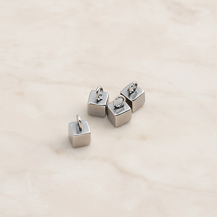 Mini Cube Surgical Steel Pendant, 6 Pc - detail view 2 (SG.255)